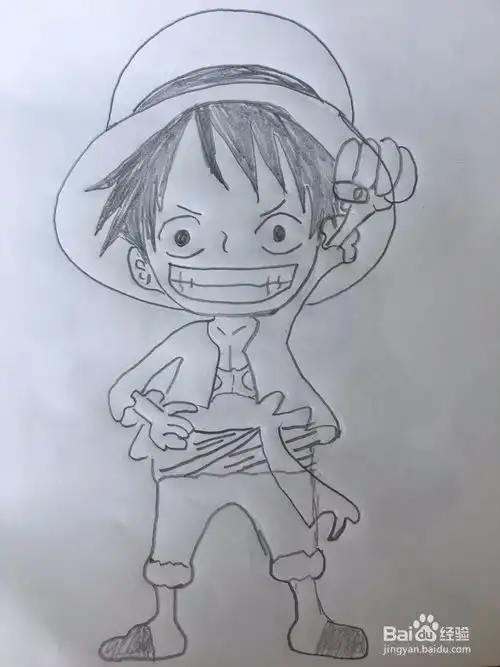 路飞简笔画教程
