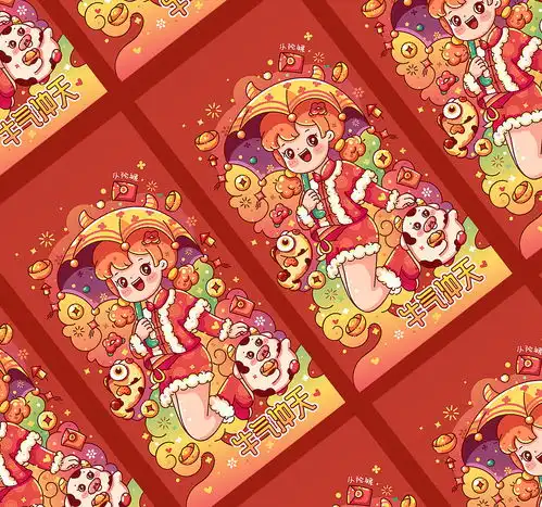 2021牛年新年红包插画
