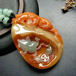 红翡巧雕望子成龙
