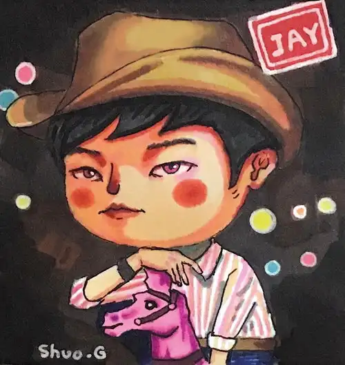 周杰伦手绘专辑封面头像
