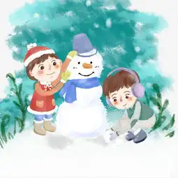 冬季蜡笔风雪地堆雪人场景图片素材其他格式下载动漫人物大全
