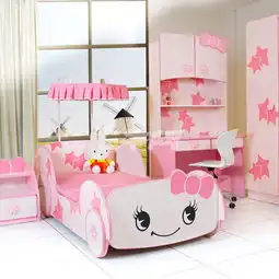 家世比儿童床女孩床新款床公主卧室床小女孩青少年儿童家具hbypz02c粉红色
