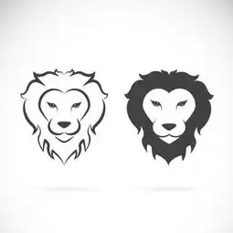黑白线条狮子头像

