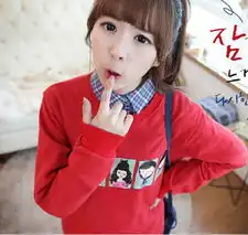 新品冬季款全棉加厚抓绒宽松韩版卡通少女宽松卫衣
