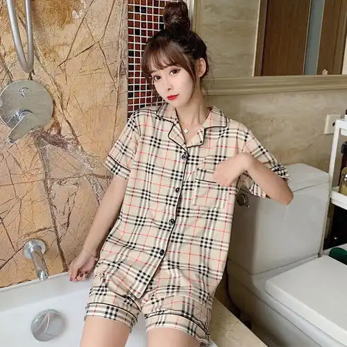 睡衣女夏季学生韩版可爱卡通ins网红可外穿开衫甜美家居服套装
