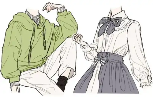 绘画素材大佬日常练习动漫人物衣褶画法男女生都有
