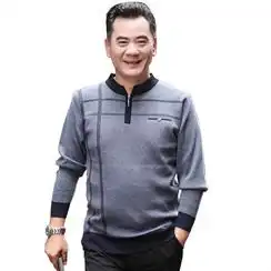 圆领套头毛衣男秋款毛衫针织毛衣中老年男装爸爸装40172287p40
