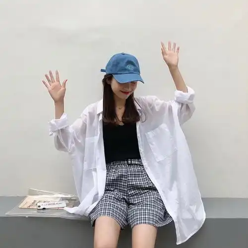 港风chic衬衣搭配,化身佛系美少女
