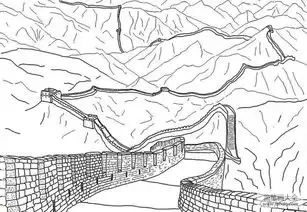 世界著名建筑中国长城简笔画图片
