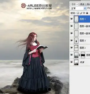 合成站在海边上读圣经修女图片的ps教程
