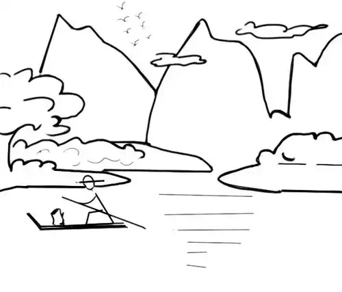 每天学一幅简笔画山水风景画简笔画画法步骤图片教程
