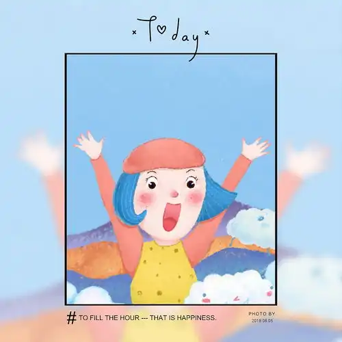 表情蓝发姑娘来一只smiley插画儿童插画王小韦呀站...表情
