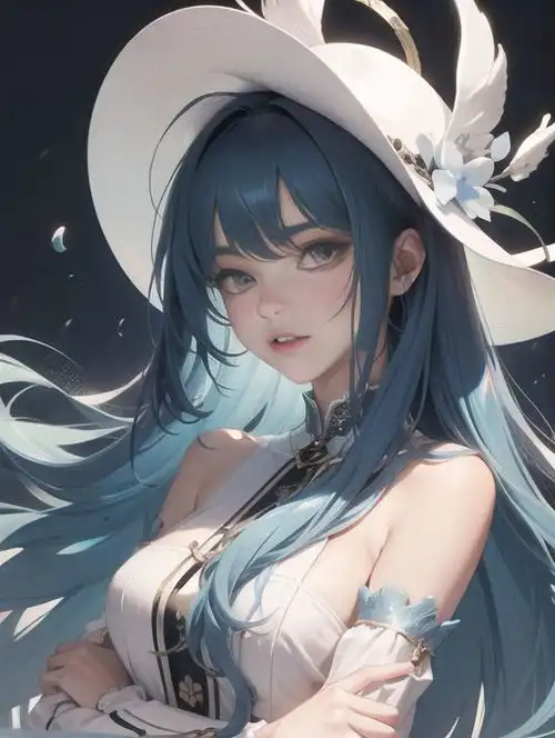 二次元壁纸蓝色长发
