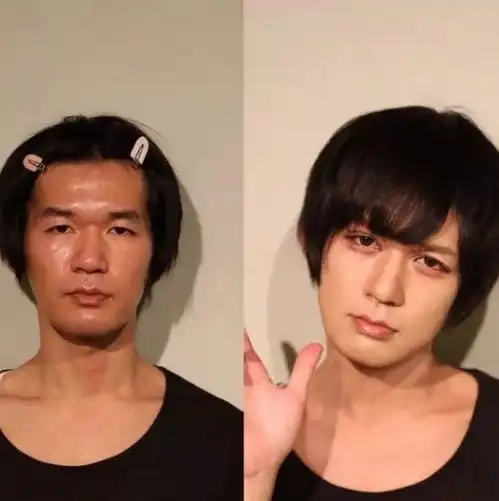 男生化妆前后的对比照吓得我脸都绿了...
