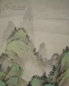 佚名无款手绘青绿山水一幅品相如图
