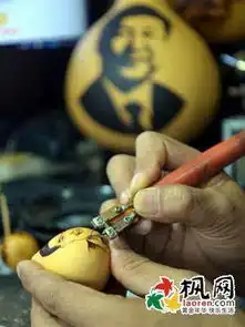 民间艺人葫芦上画奥运冠军头像为中国奥运健儿加油
