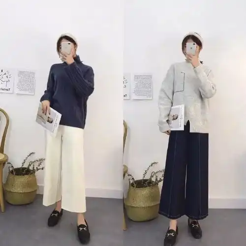 冬季素色慵懒风穿搭,阔腿裤搭配休闲舒适,精致女人也可以这样
