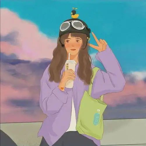 插画意境情侣头像砰砰在左边,你在砰砰里
