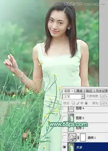 photoshop调出唯美青色效果的外景女孩照片
