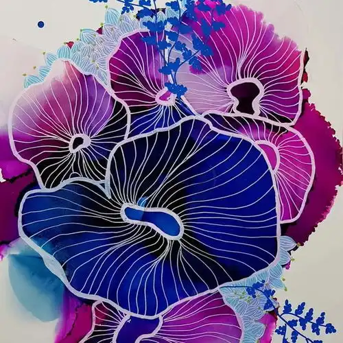 顶级水彩线描花卉,将勾线和配色用到极致,张张美翻众人
