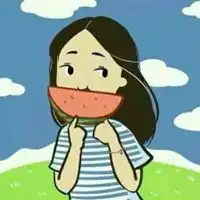 吃西瓜的卡通女头像小清新微信头像图片大全

