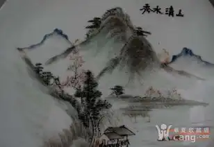民国山水清水秀瓷板
