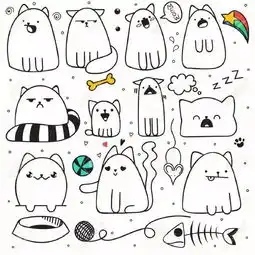 一些超可爱的猫咪手绘,马着学起来
