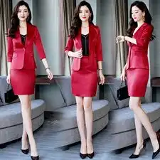 西装女外套韩版修身长袖荷叶边短外套纯色修身半身裙
