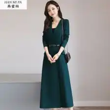 秋冬长款连衣裙女长袖修身气质

