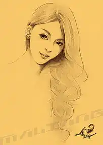 卷发时尚红唇女孩卡通漫画psd免费下载卡通人物素材
