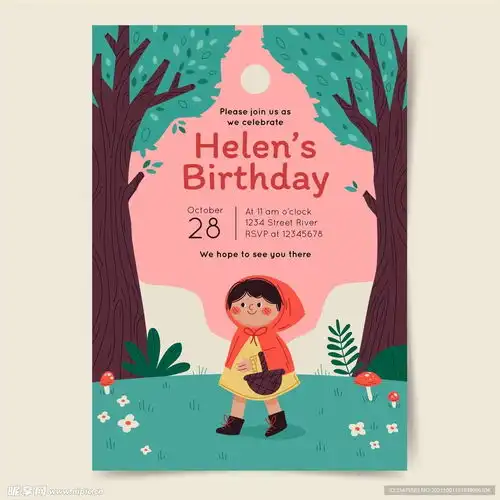 手绘卡通小红帽海报设计图
