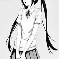 二次元动漫插图女头半身黑白
