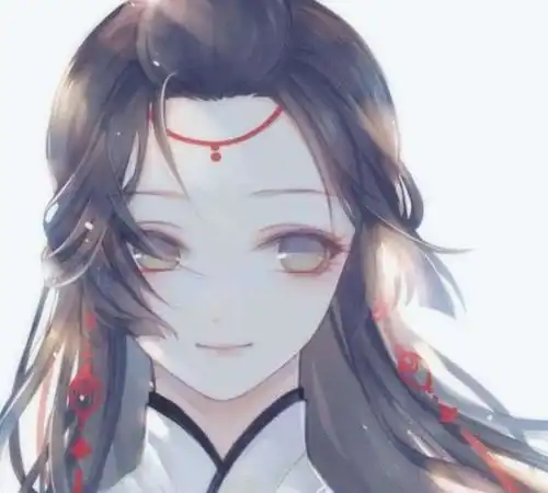 求古风少女,长发,汉服颜色偏浅,动漫人物的图片

