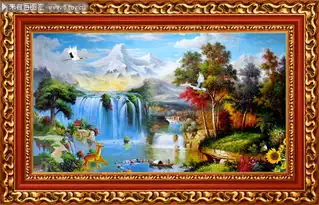 山水风景油画中堂画
