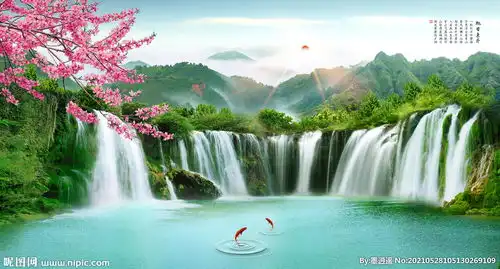 八方聚财山水图片
