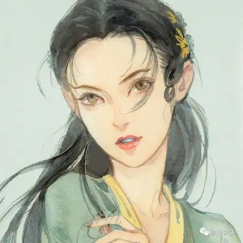 手绘头像一组水彩人物作品
