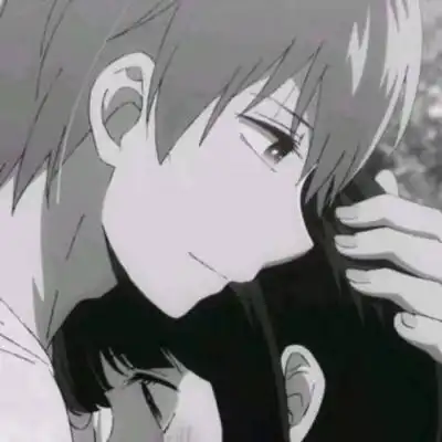 小白i吃鱼,动漫情侣头像,黑白
