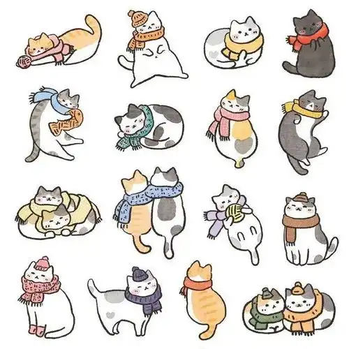 简笔画素材一大波治愈系手绘猫猫小插画圣诞节主题
