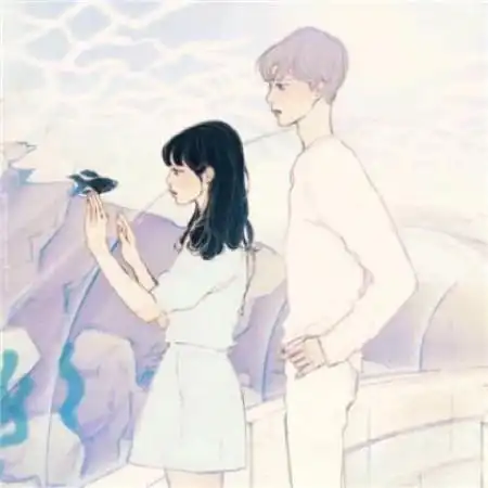 彩绘情侣头像一男一女韩国插画甜蜜情侣头
