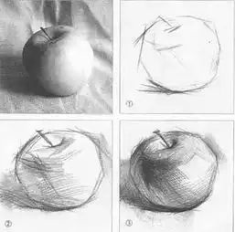 素描入门教程一一新手素描苹果起形跟明暗的画法
