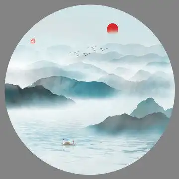青绿山水画水墨山水,装饰画设计,其他设计,设计模板,汇图网
