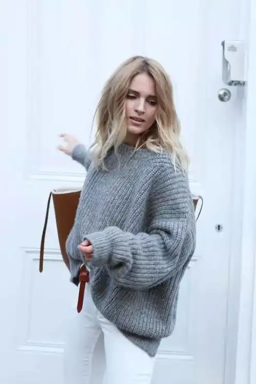 高领毛衣大衣,才是秋冬绝配
