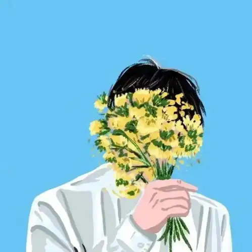 好看的手捧花手绘情头
