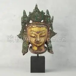 中式佛像头像雕塑摆件3d模型
