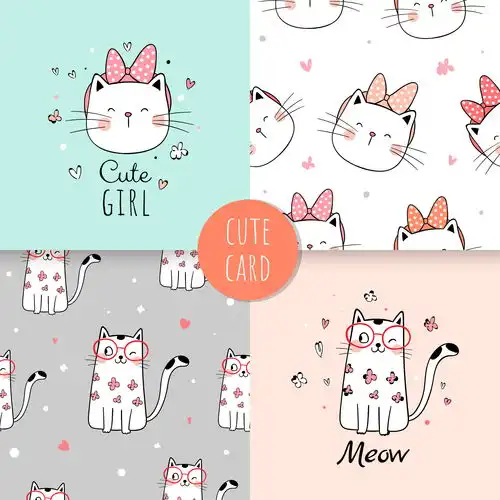 可爱卡通手绘猫咪插画日韩圣诞猫咪扁平化eps源文件线稿矢量素材可爱手绘猫咪
