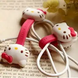 日系韩版个性耳机按扣式绕线器hellokitty猫咪可爱卡通创意
