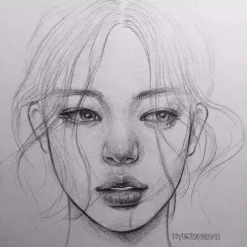 清秀干净的人物速写素描,这个女孩子的作品值得你临摹.
