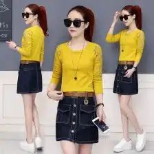 t恤牛仔裙套装女
