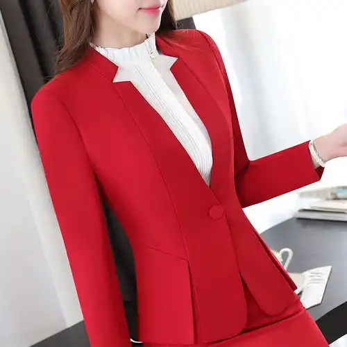 秋冬职业装女装套装西服西装商务女士正装面试修身前台酒店工作服

