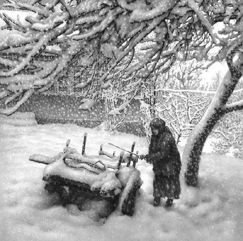 老人用铅笔画的雪景太逼真了,以假乱真,骗过了好多人
